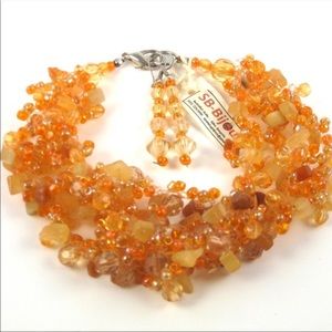 Bijoux Orange nylon crochet choker set